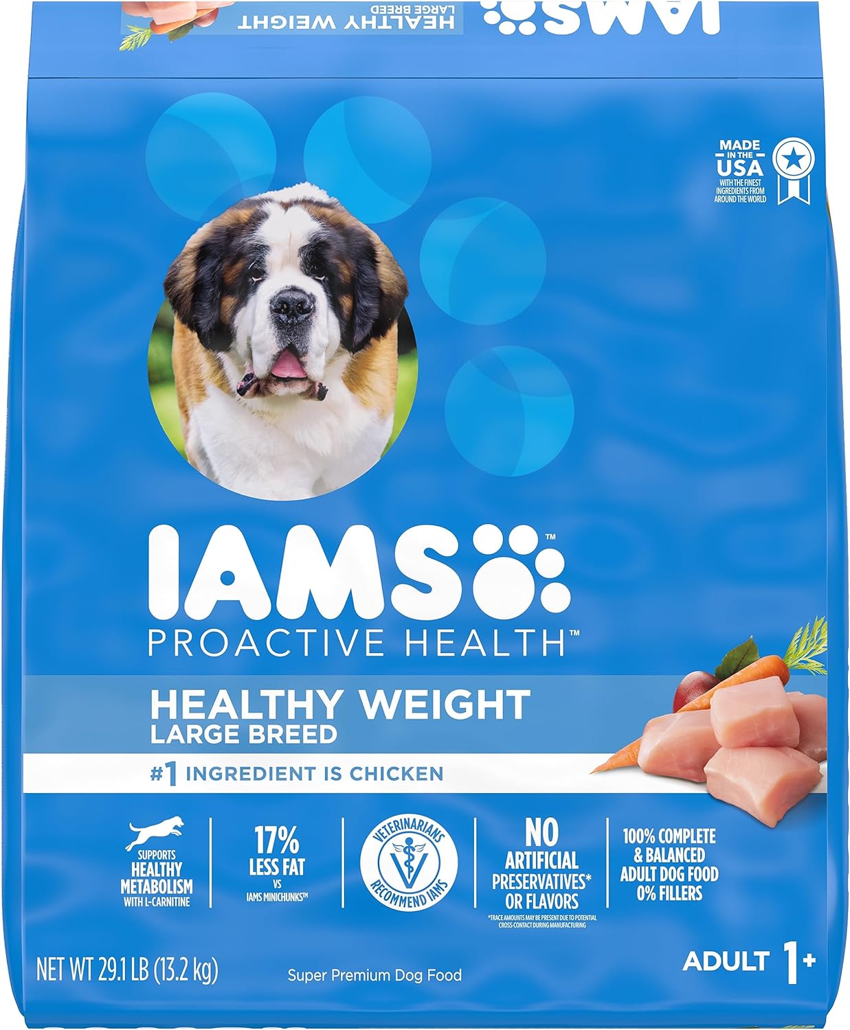 IAMS Proactive Health Healthy Weight Control Large Breed Adult Dry Dog Food with Real Chicken, 29.1 lb. Bag