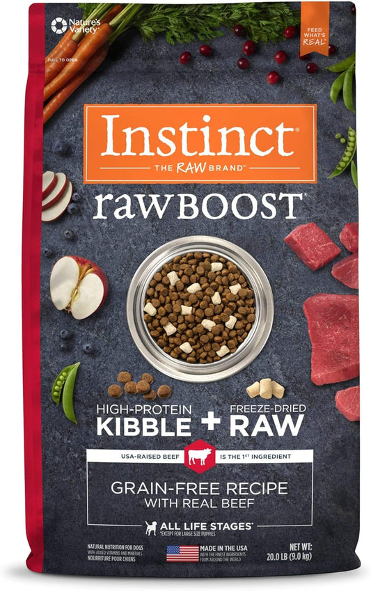 Instinct Raw Boost Grain Free Recipe with Real Beef Natural Dry Dog Food, 20 lb. Bag