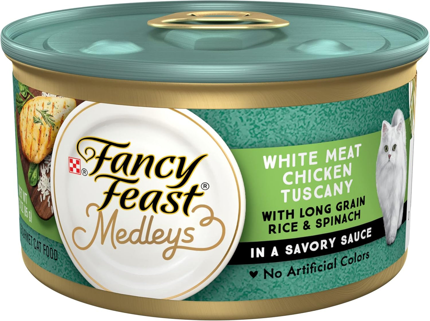 Purina Fancy Feast Wet Cat Food, Medleys White Meat Chicken Tuscany With Long Grain Rice & Greens - (Pack of 24) 3 oz. Cans