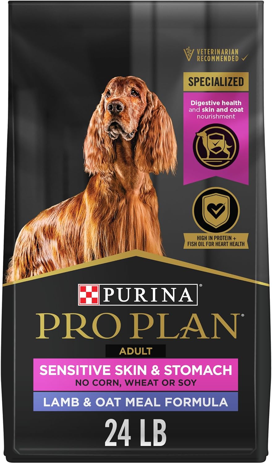 Purina Pro Plan Sensitive Skin and Sensitive Stomach Dog Food Lamb and Oat Meal Formula - 24 lb. Bag