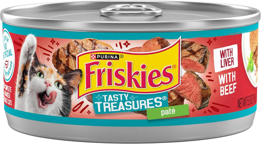 Purina Friskies Wet Cat Food Tasty Treasures Pate With Liver and Beef - (Pack of 24) 5.5 oz. Cans