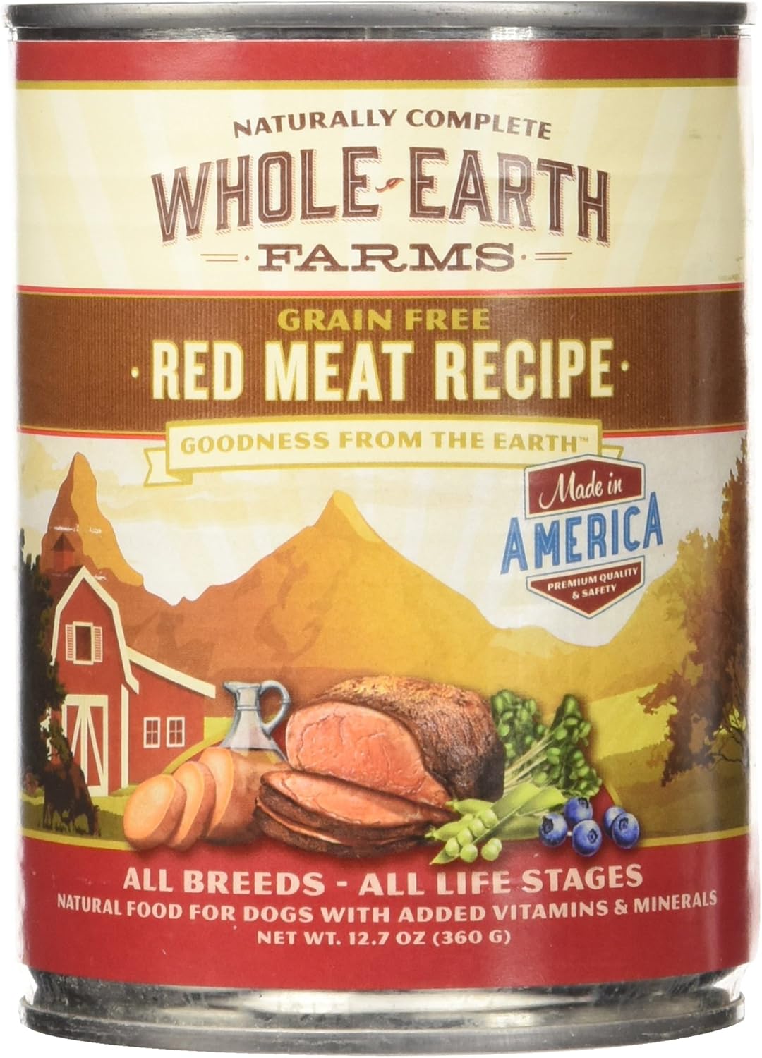 Whole Earth Farms Grain Free Red Meat Canned Dog Food, Case of 12