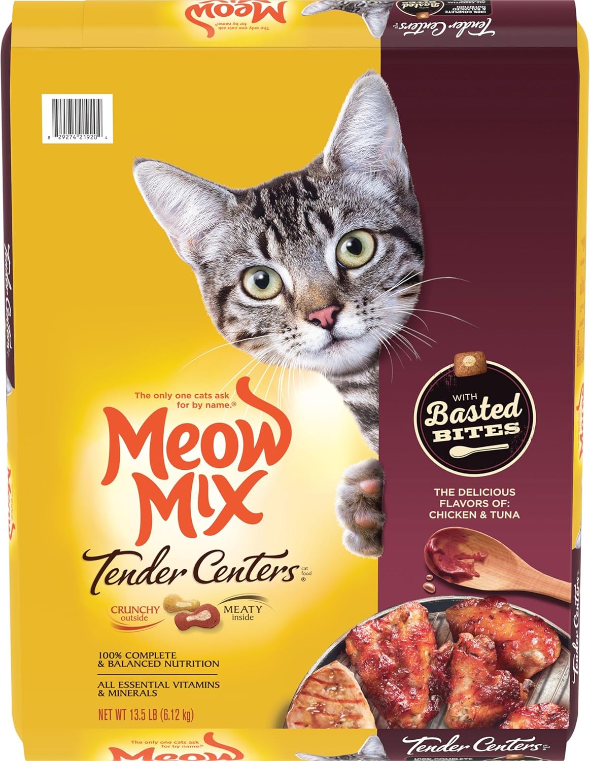 Mew Mix Tender Centers with Basted Bites, Chicken and Tuna Flavored Dry Cat Food, 13.5-Pound - Dry Cat Food Includes Basted Bites for Irresistible Taste and Texture