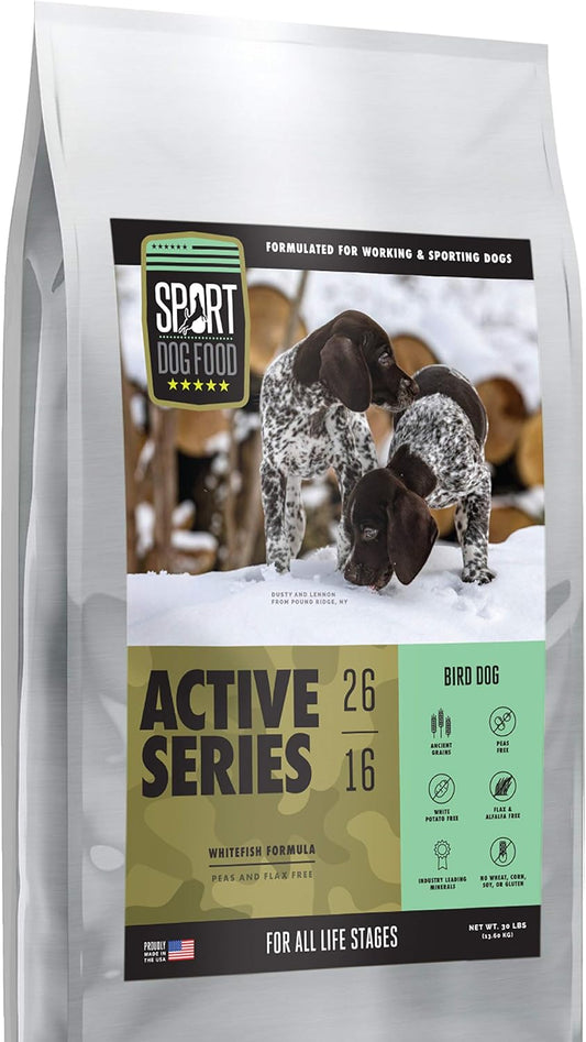 Active Series Bird Dog Whitefish Formula, Peas and Flax Free Dry Dog Food, 30 lb. bag