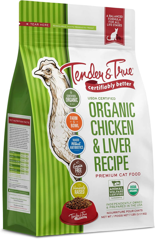 Tender & True Organic Chicken & Liver Recipe Cat Food, 7 lb