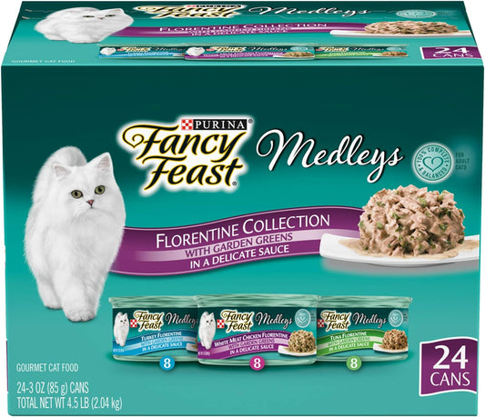 Purina Fancy Feast Gravy Wet Cat Food Variety Pack, Medleys Florentine Collection - (24) 3 oz. Cans