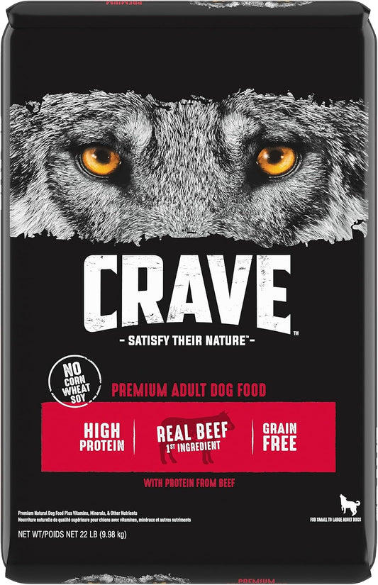 CRAVE Grain Free High Protein Adult Dry Dog Food, Beef, 22 lb. Bag