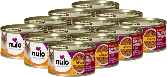 Nulo Grain-Free Minced Wet Canned Cat & Kitten Food, Tuna, Chicken, and Pumpkin in Broth, 2.8 Ounce, 12 Cans