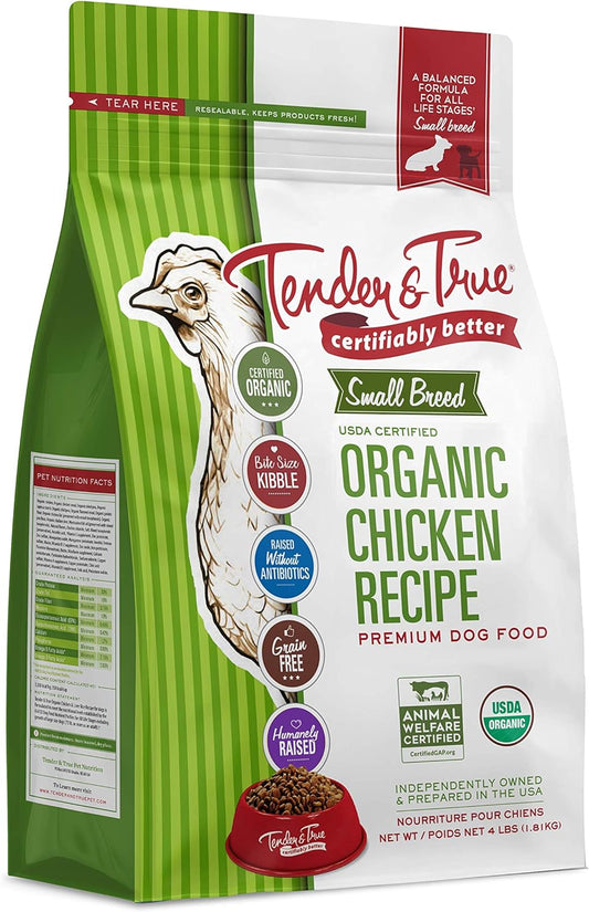 Tender & True Pet Nutrition Small Breed Organic Chicken Recipe Dog Food, 4 lb (46003)