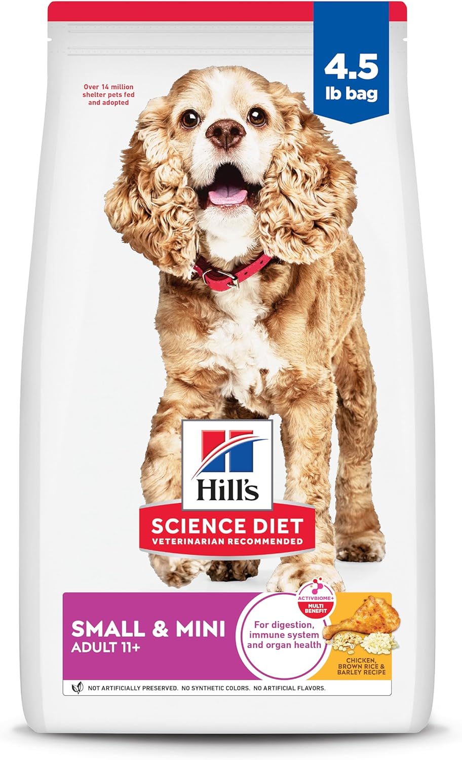 Hill's Science Diet Small & Mini, Senior Adult 11+, Small & Mini Breeds Senior Premium Nutrition, Dry Dog Food, Chicken, Brown Rice & Barley, 4.5 lb Bag