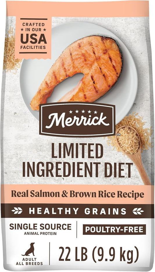 Merrick Limited Ingredient Diet Premium And Natural Kibble With Healthy Grains, Salmon And Brown Rice Dog Food - 22.0 lb. Bag