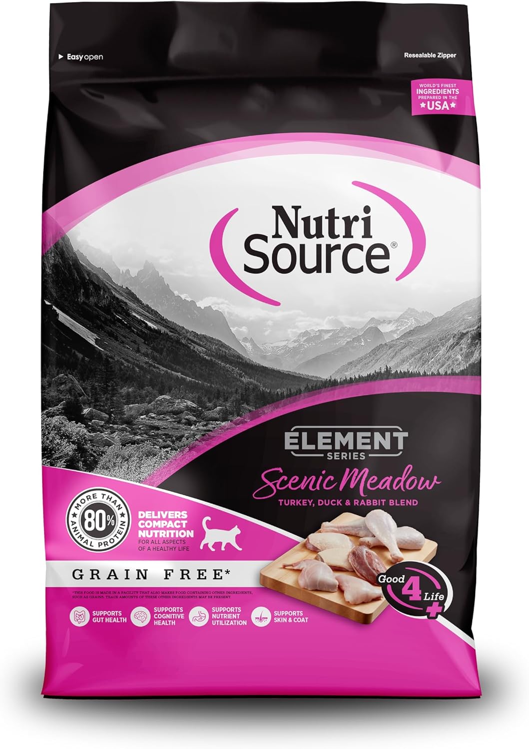 NutriSource Element Series Scenic Meadow Dry Cat Food, Turkey, Duck & Rabbit, 4LB