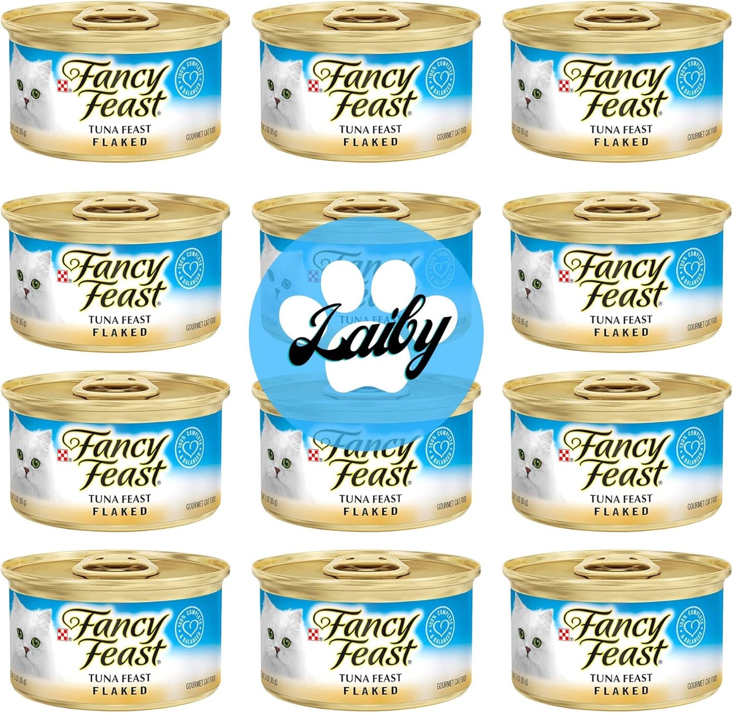 Fancy Feast Wet Cat Food | Tuna Fish Food Flakes | Fancy Feast Canned Cat Food Wet Stickers (3 Oz Can, Pack of 12)