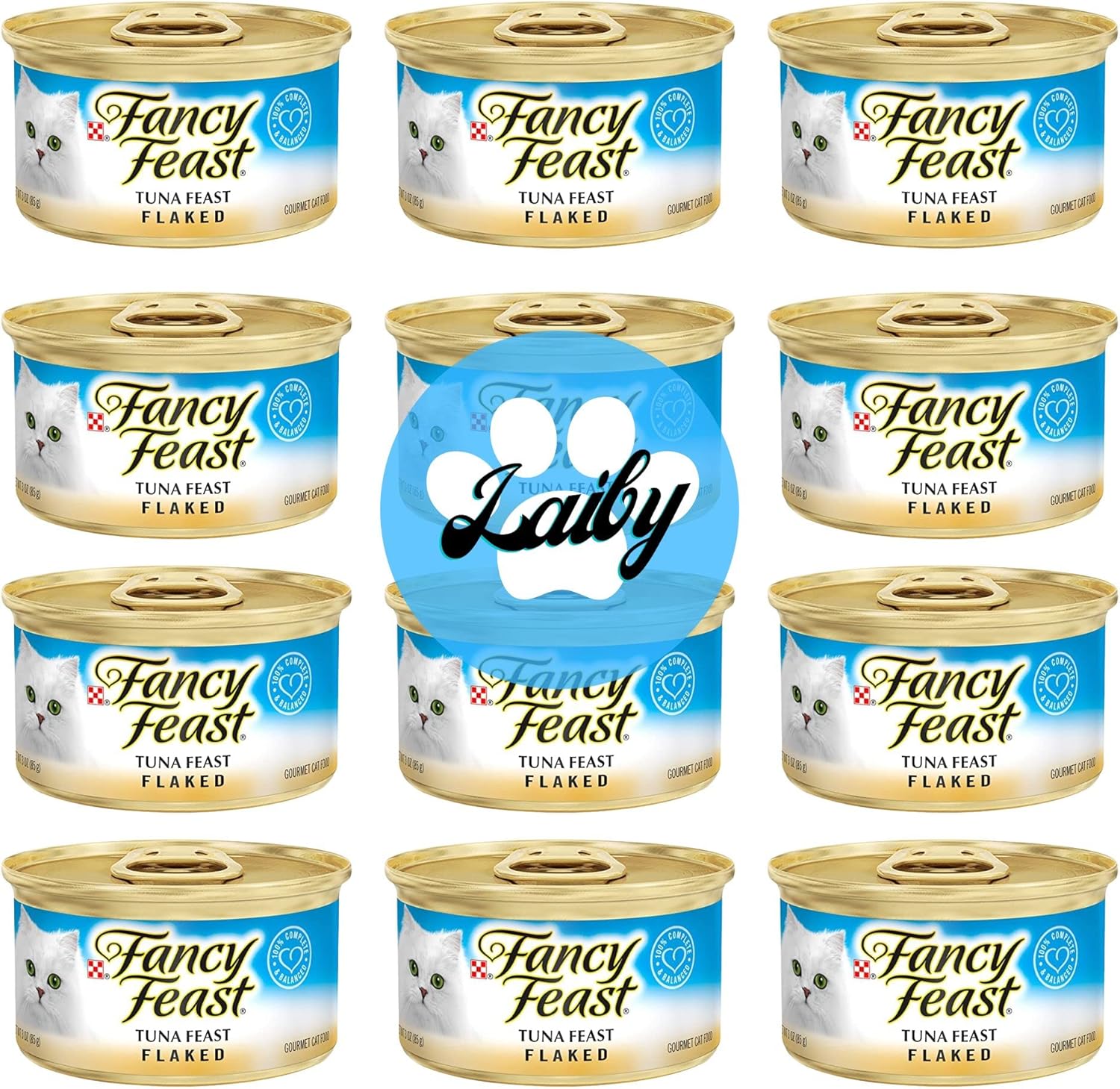 Fancy Feast Wet Cat Food | Tuna Fish Food Flakes | Fancy Feast Canned Cat Food Wet Stickers (3 Oz Can, Pack of 12)