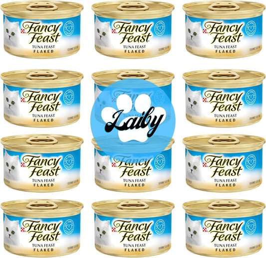 Fancy Feast Wet Cat Food | Tuna Fish Food Flakes | Fancy Feast Canned Cat Food Wet Stickers (3 Oz Can, Pack of 12)