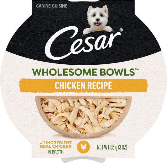 CESAR WHOLESOME BOWLS Adult Soft Wet Dog Food, Chicken Recipe, 3oz., Pack of 10