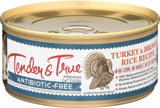 Tender & True Antibiotic-Free Turkey & Brown Rice Recipe Canned Cat Food, 5.5 oz, Case of 24