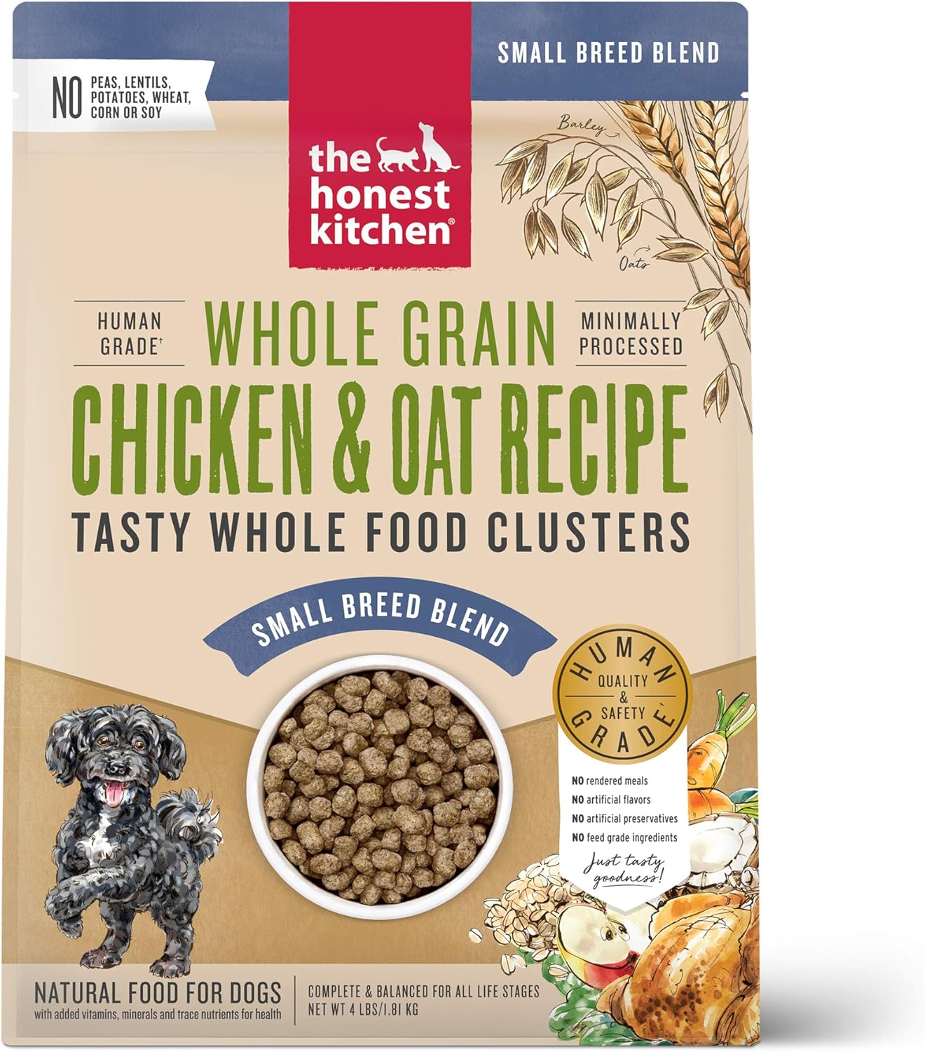 The Honest Kitchen Whole Food Clusters Small Breed Whole Grain Chicken Dry Dog Food, 4 lb Bag