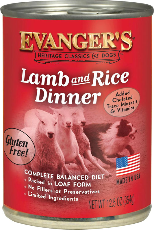 Evanger's Heritage Classics Lamb and Rice Dinner for Dogs - 12, 12.5 oz Cans