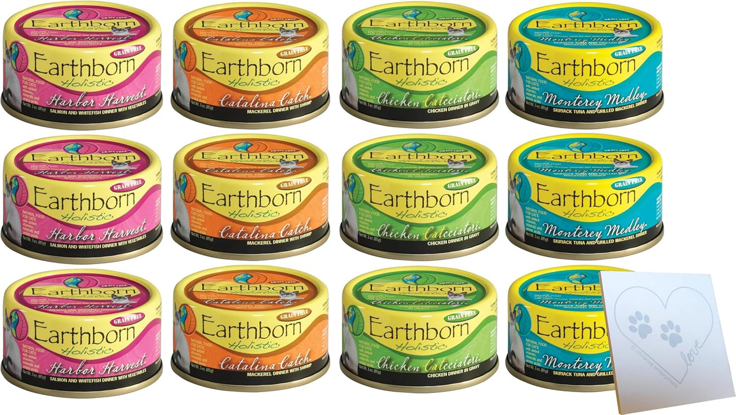 Earthborn-Holistic Cat Food Variety Pack - 4 Flavors: Catalina Catch, Harbor Harvest, Chicken Catcciatori, & Monterey Medley