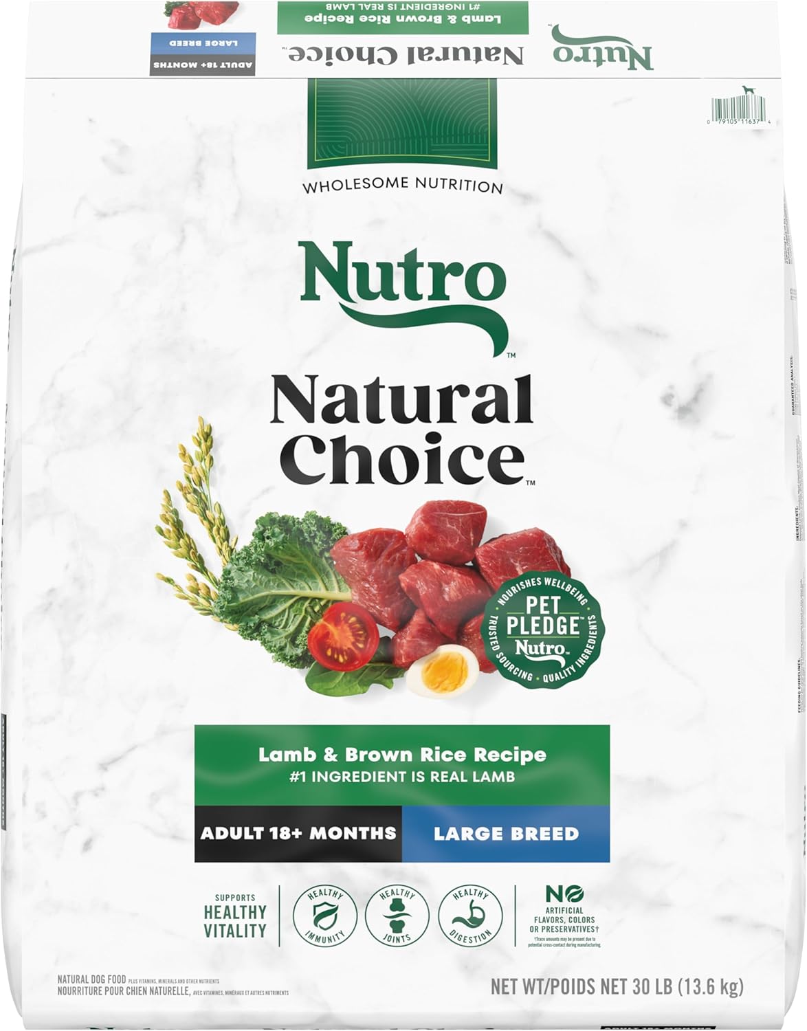 Nutro Natural Choice Adult Large Breed Dry Dog Food, Lamb and Brown Rice Recipe, 30 lbs.