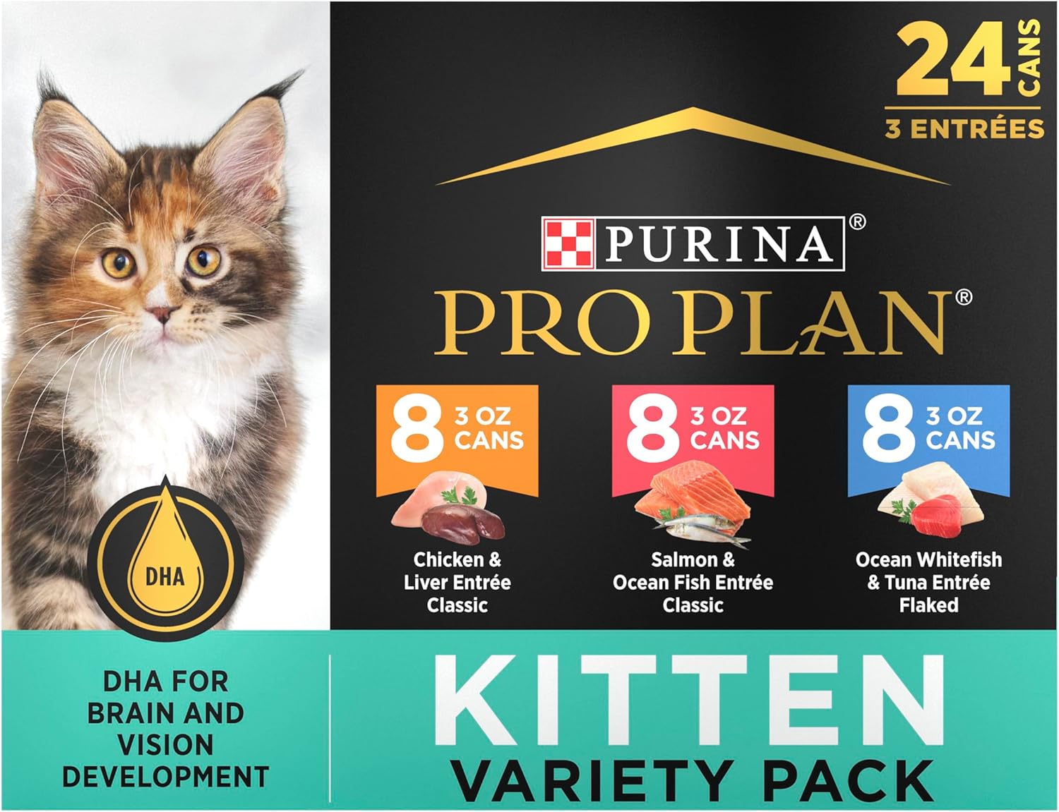 Purina Pro Plan High Protein Wet Kitten Food Variety Pack, DEVELOPMENT Kitten Favorites - (Pack of 24) 3 oz. Cans