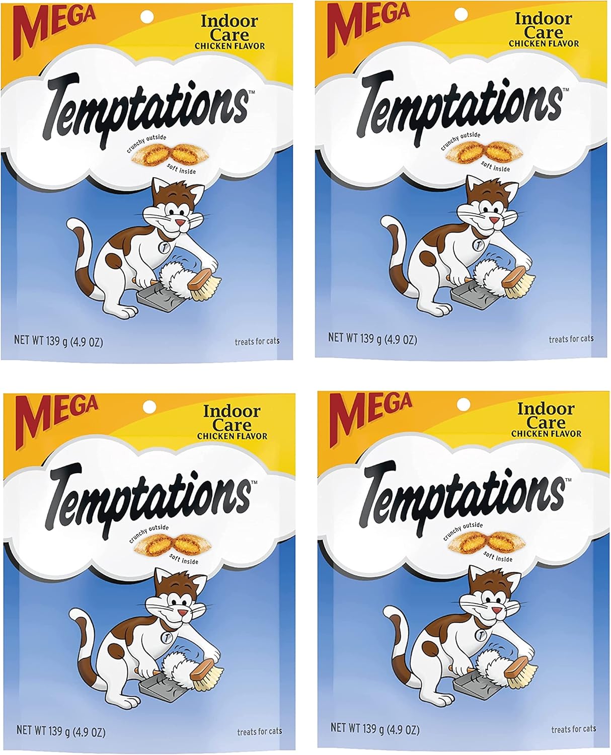 Temptation Indoor Care (4 Pack) Chicken Flavor Cat Treats 4.9 Oz Indoor Care