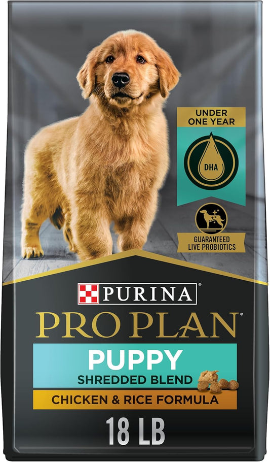 Purina Pro Plan High Protein Puppy Food Shredded Blend Chicken & Rice Formula - 18 lb. Bag