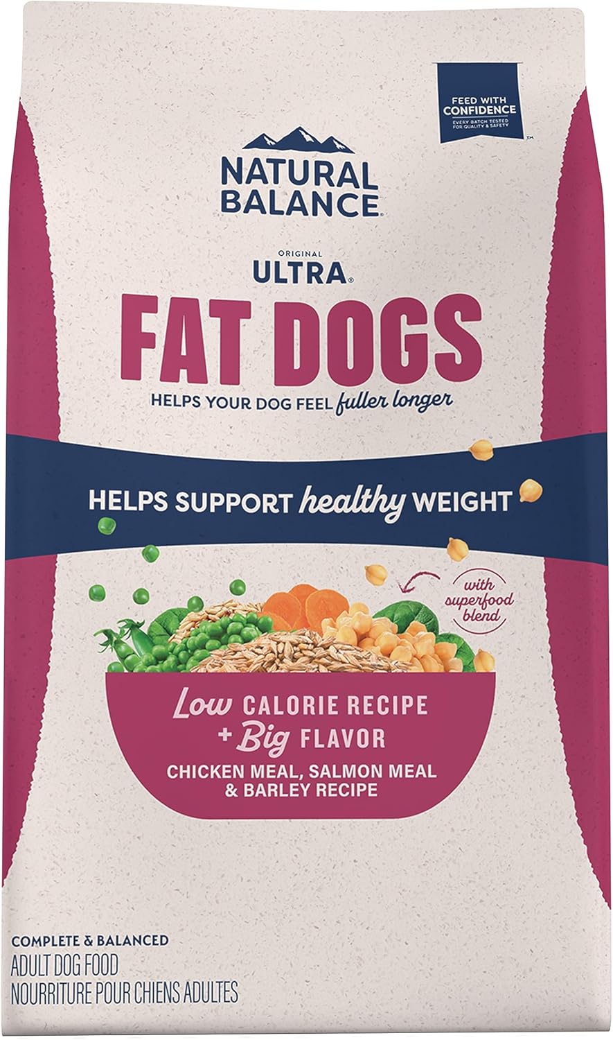 Natural Balance Original Ultra Fat Dogs Chicken Meal, Salmon Meal & Barley Recipe Adult Dry Dog Food, 24 lbs.