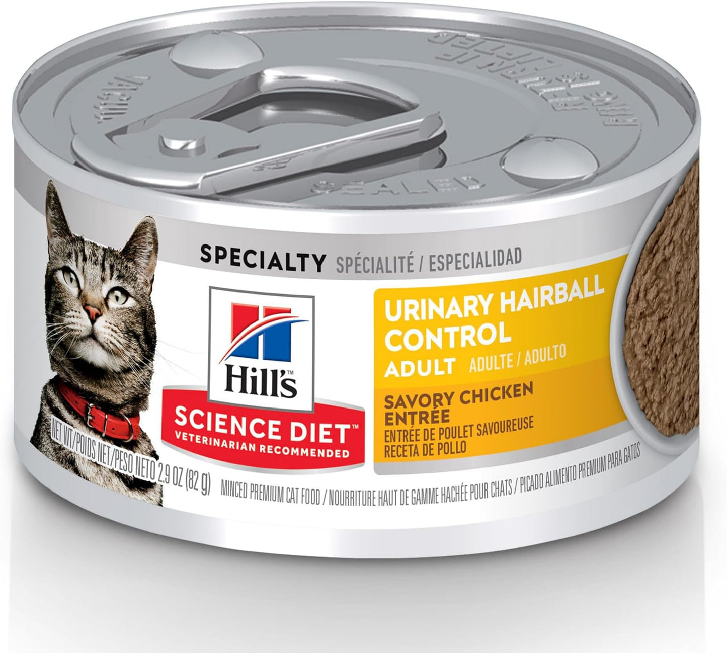 Hill's Science Diet Urinary Hariball Control, Adult 1-6, Urinary Track Health & Hairball Control Support, Wet Cat Food, Chicken Minced, 2.9 oz Can, Case of 12