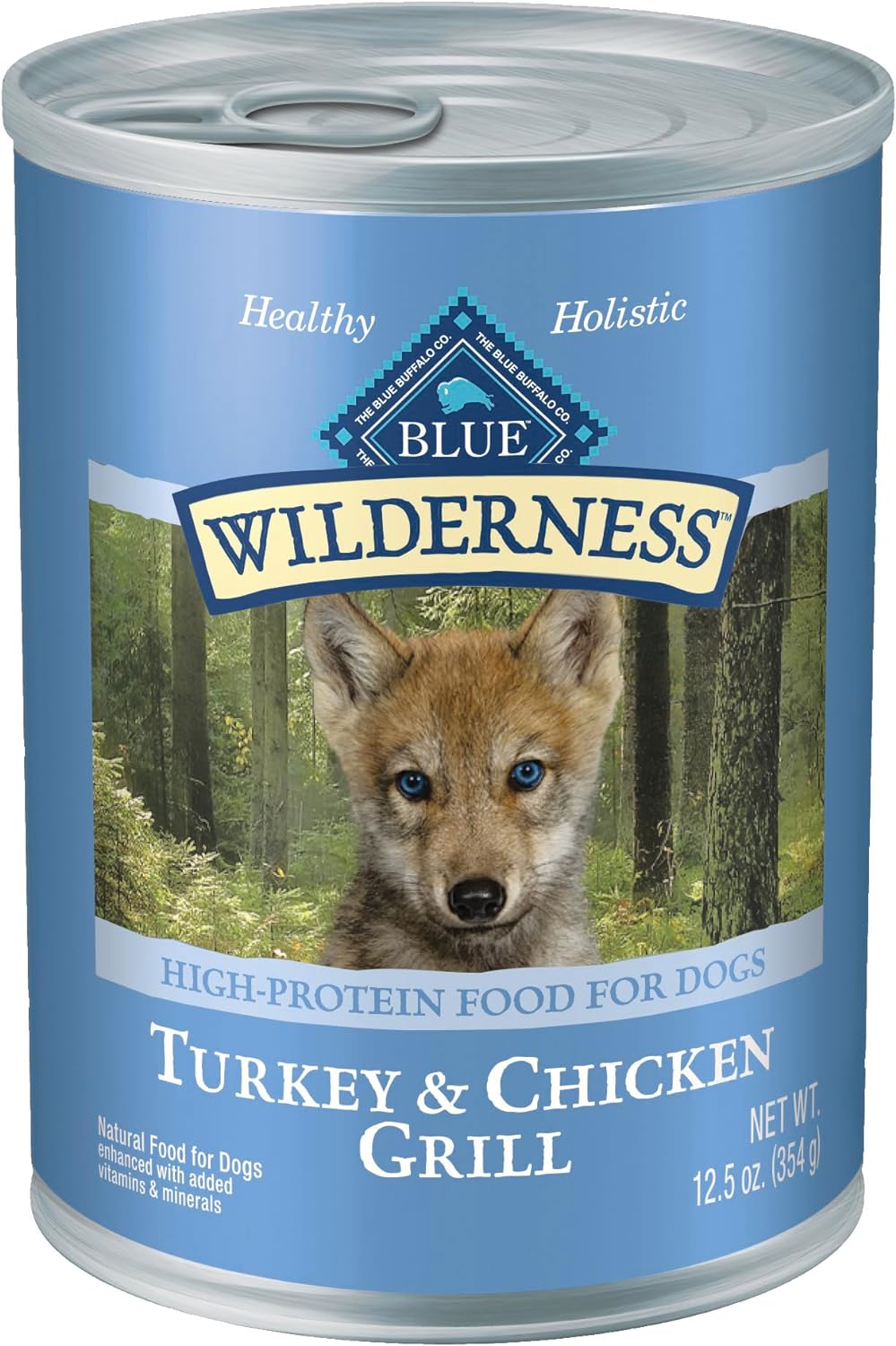 Blue Buffalo Wilderness Natural High-Protein & Grain-Free Wet Food for Puppies, Turkey & Chicken, 12.5-oz. Cans, 12 Count