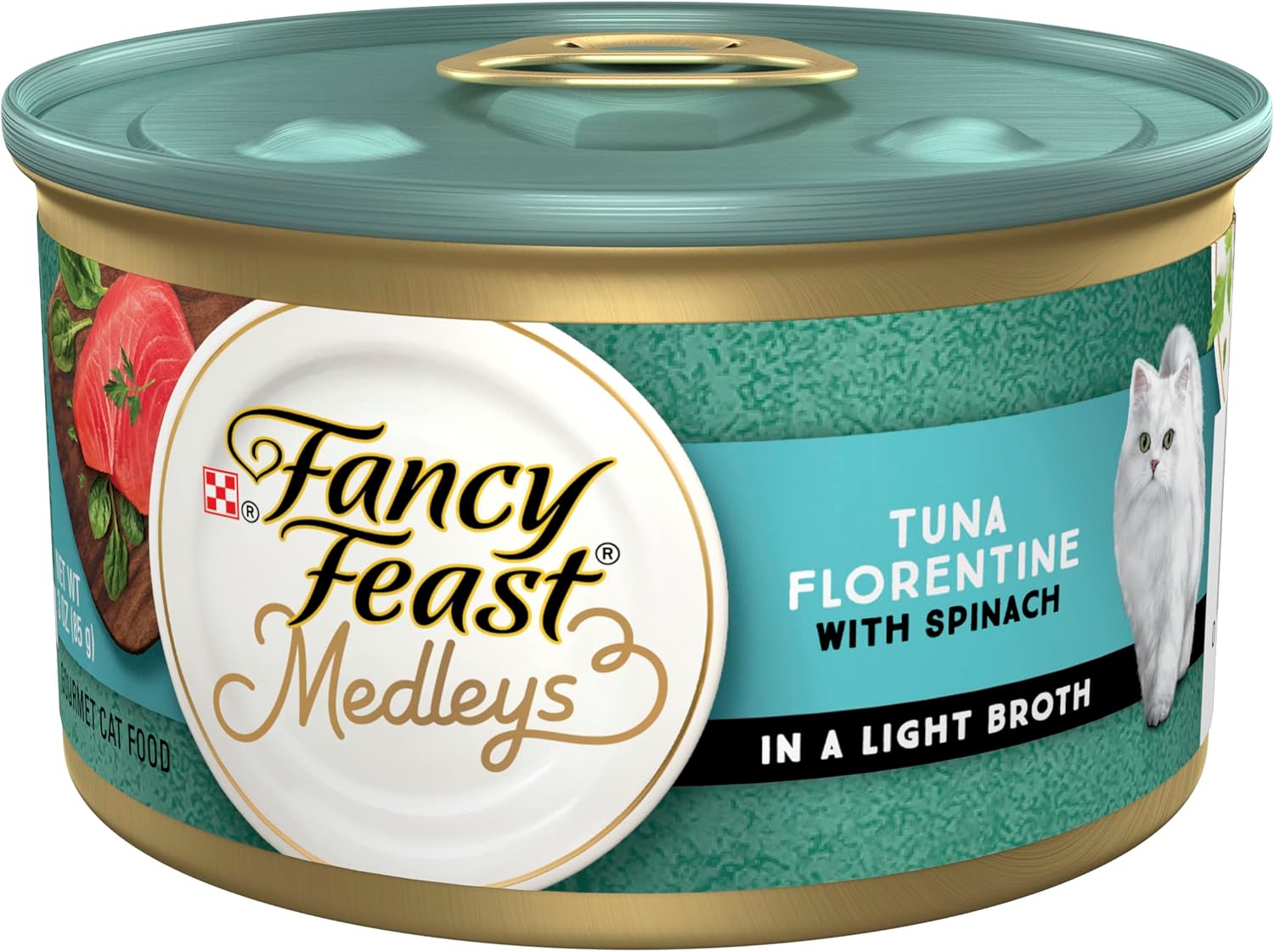 Purina Fancy Feast Wet Cat Food, Medleys Tuna Florentine With Garden Greens in a Delicate Sauce - (Pack of 24) 3 oz. Cans