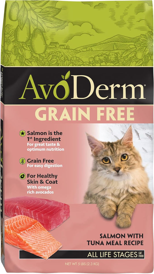 AvoDerm Natural Grain-Free Salmon & Tuna Dry Formula, 5 Pound Bag