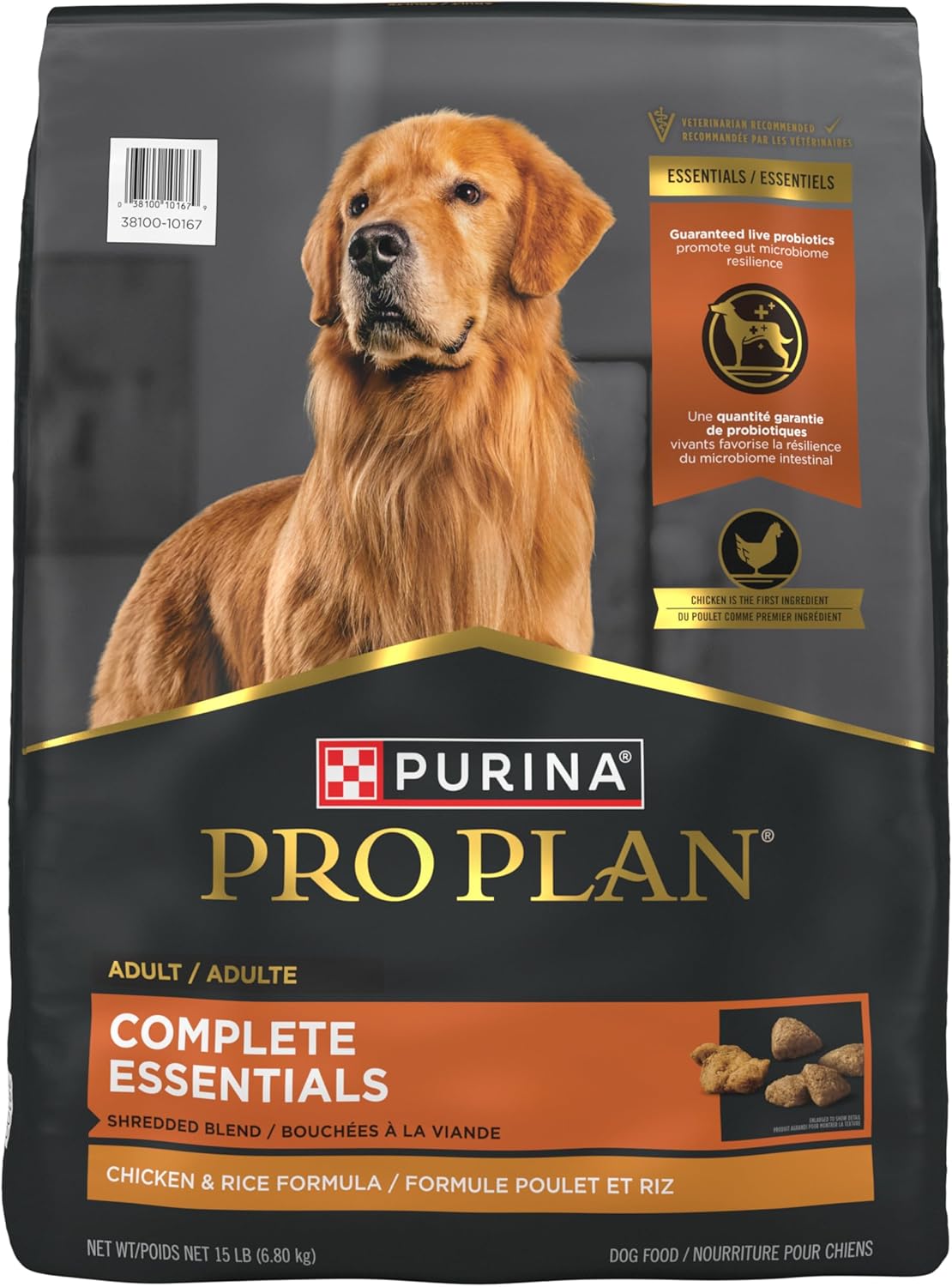 Purina Pro Plan Complete Essentials Shredded Blend Chicken and Rice Dog Food Dry Formula with Probiotics for Dogs - 15 lb.