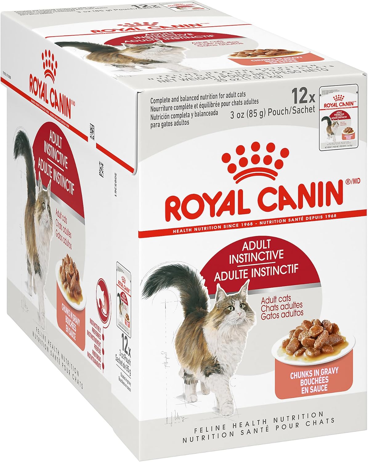 Royal Canin Adult Cat Instinctive Chunks in Gravy Wet Cat Food Pouch, 3 oz pouch (12-count)