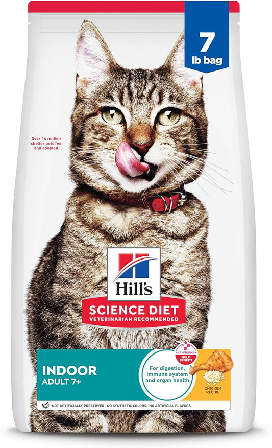 Hill's Science Diet Indoor, Senior Adult 7+, Easy Litter Box Cleanup, Dry Cat Food, Chicken Recipe, 7 lb Bag