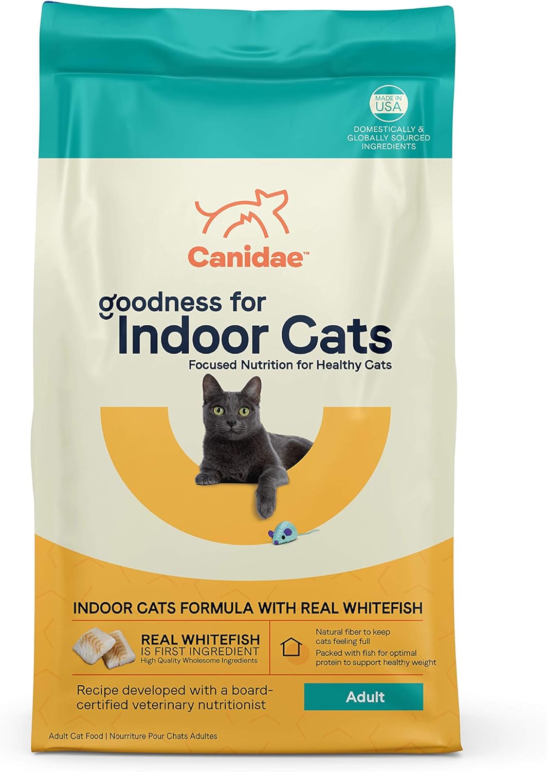 Canidae Goodness for Indoor Cats, Premium Adult Dry Cat Food with Real Whitefish, 10 lbs.