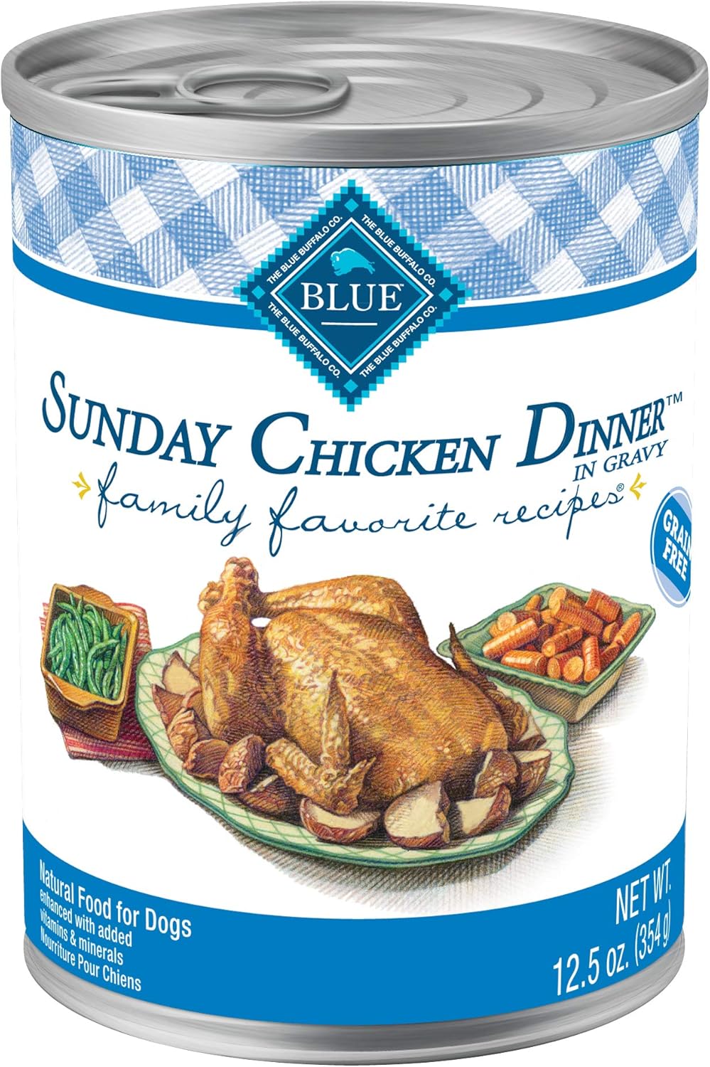 Blue Buffalo Family Favorites Adult Wet Dog Food, Made with Natural Ingredients, Sunday Chicken Dinner, 12.5-oz Can (Pack of 12)