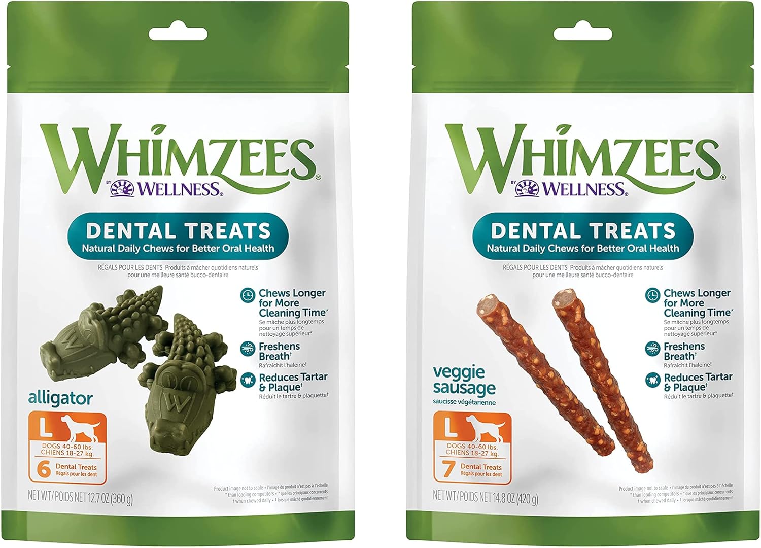 Whimzees Natural Grain Free Dental Dog Treats, Large Bundle