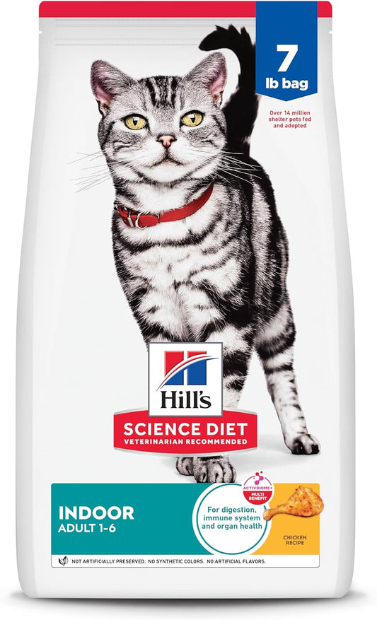 Hill's Science Diet Indoor, Adult 1-6, Easy Litter Box Cleanup, Dry Cat Food, Chicken Recipe, 7 lb Bag