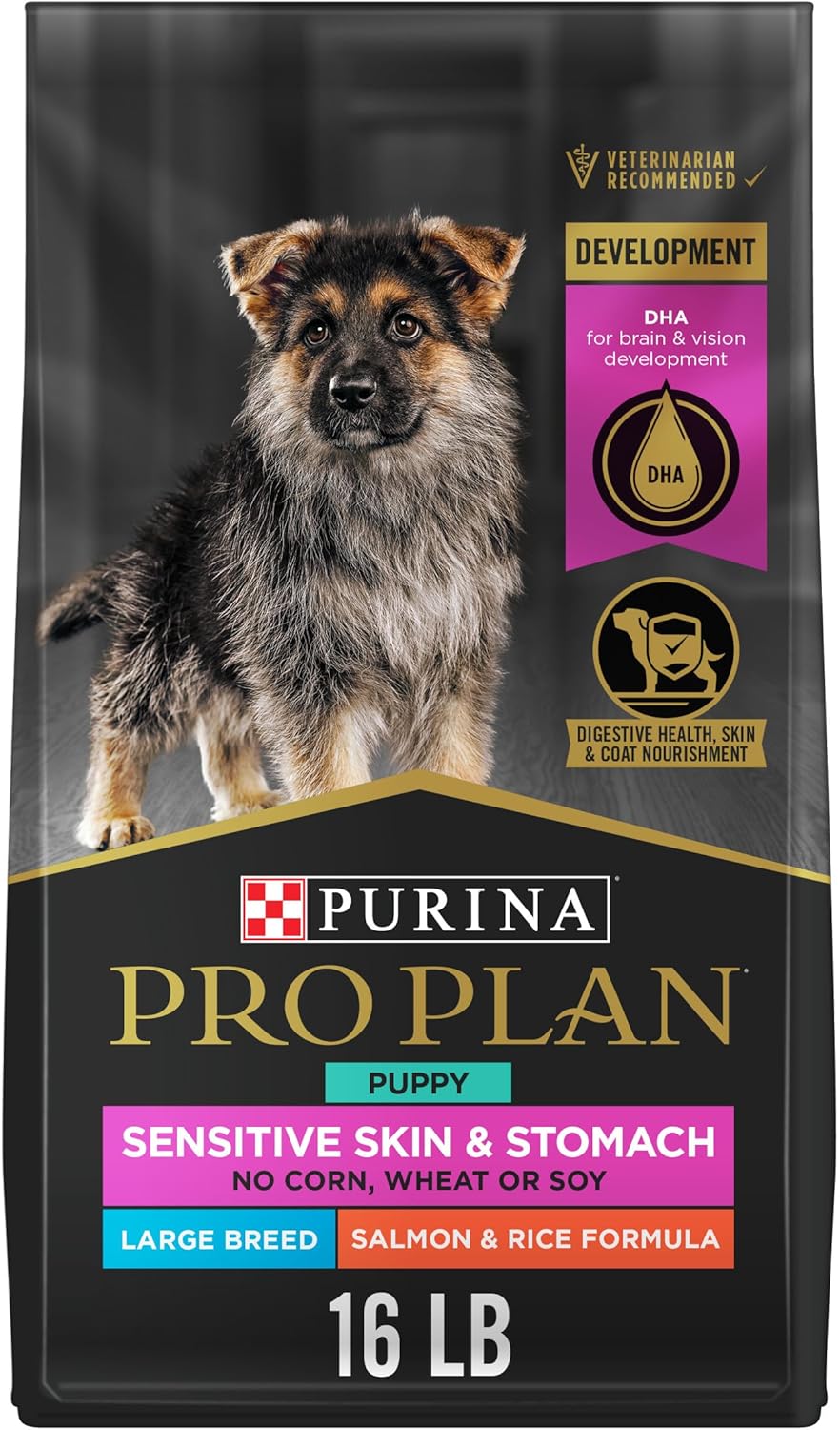 Purina Pro Plan Sensitive Skin and Stomach Large Breed Puppy Food Salmon and Rice Formula - 16 Lb. Bag