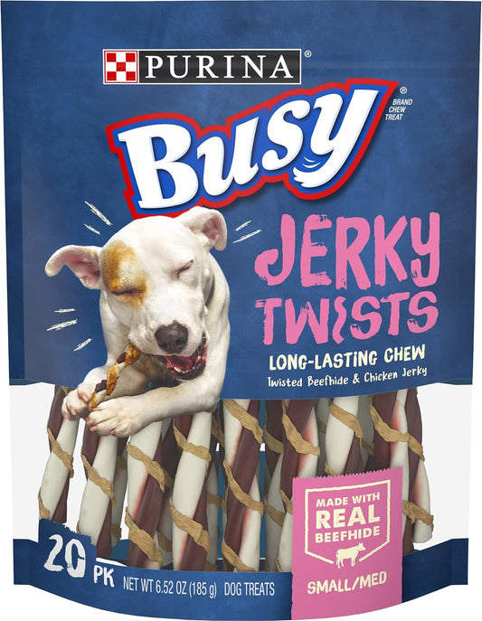 Purina Busy Bone Jerky Twists Grain Free Small/Med Breed Beefhide and Chicken Dog Jerky Treats - (Pack of 5) 20 ct. Pouches