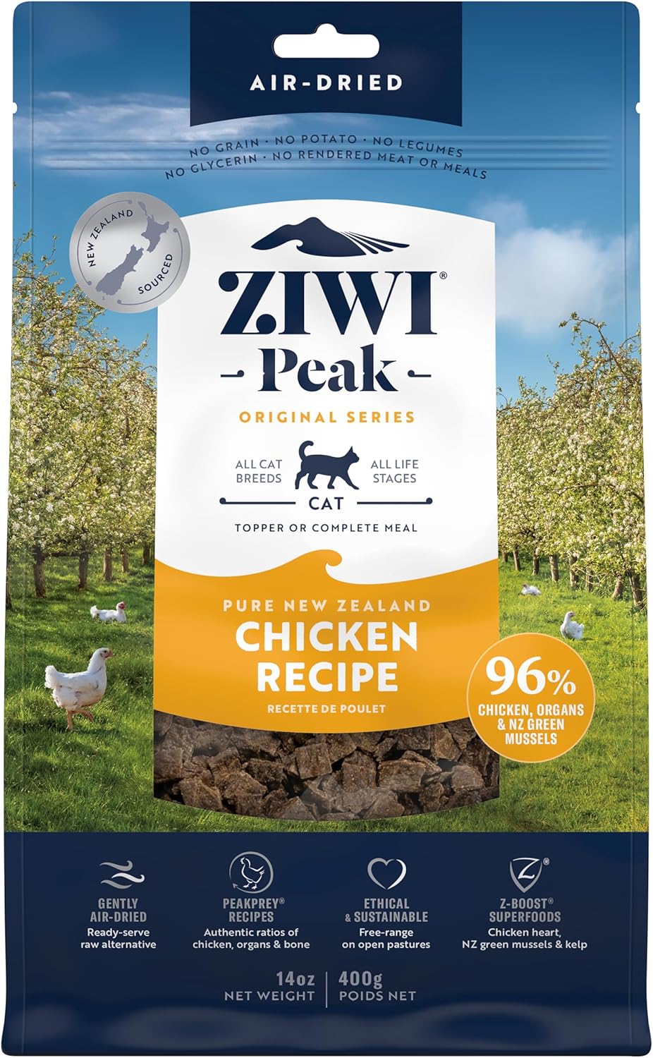 ZIWI Peak Air-Dried Cat Food \u2013 Chicken - All Natural, High Protein, Grain Free, Limited Ingredient w\/ Superfoods (14oz)