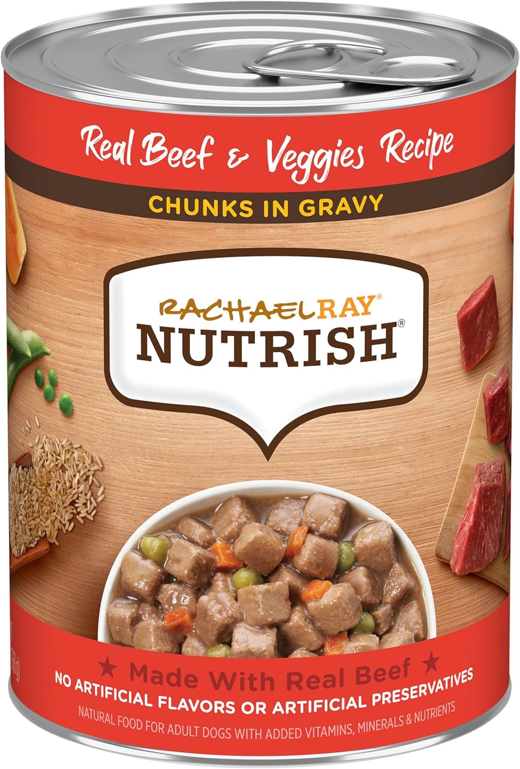 Rachael Ray Nutrish Chunks in Gravy Wet Dog Food, Real Beef & Veggies Recipe, 13 Ounce (Pack of 12)