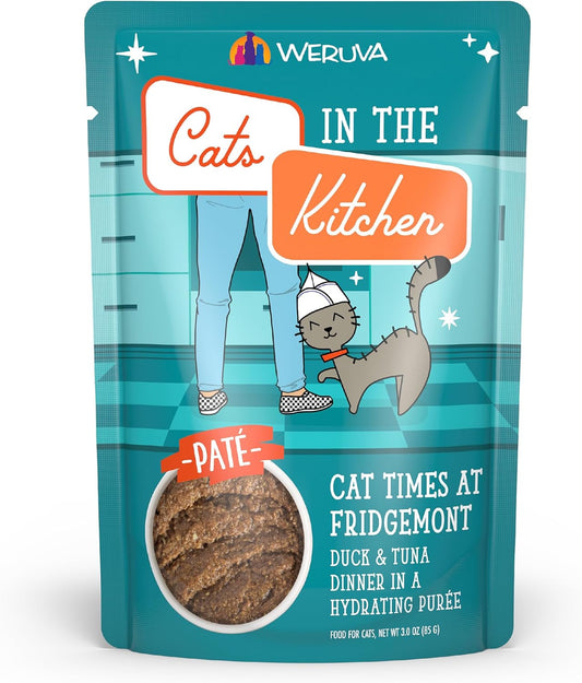 Weruva Cats in The Kitchen Slide N' Serve Grain-Free Natural Wet Pate Cat Food Pouches, Cat Times at Fridgemont, 3oz Pouch (Pack of 12)