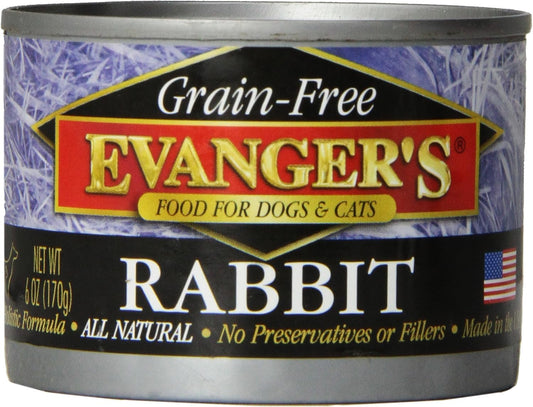 Evanger'S 776255 24-Pack Grain Free 100-Percent Rabbit For Dogs And Cats, 6-Ounce