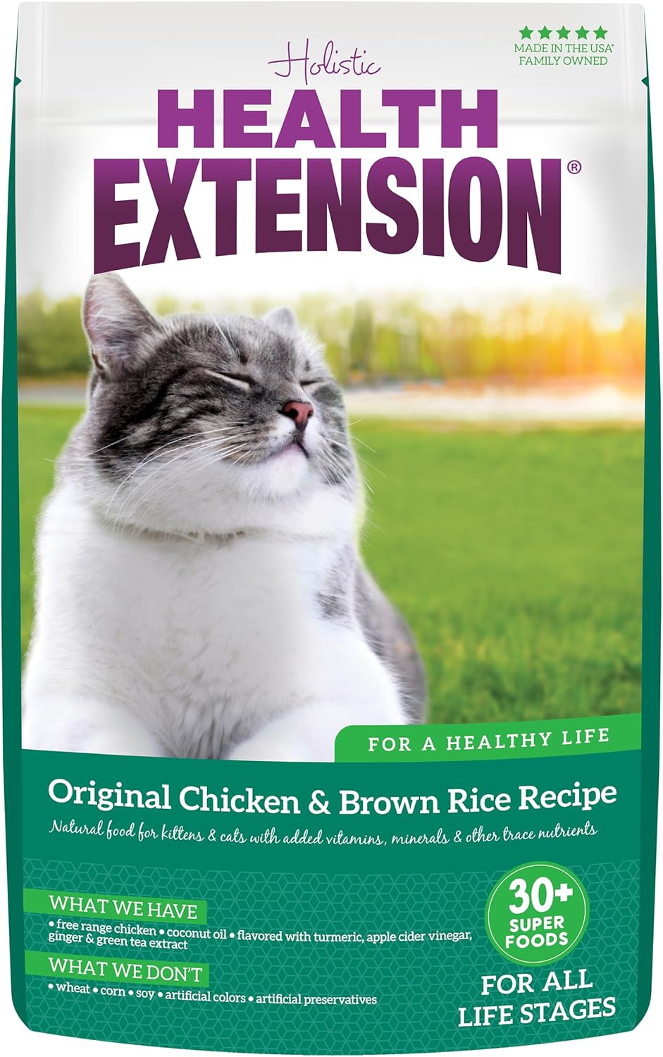 Health Extension Dry Cat Food, (15 lb \/ 6.8 kg) - Chicken & Brown Rice Recipe with Added Vitamins, Minerals, and Probiotics, Suitable for All Cats & Kittens