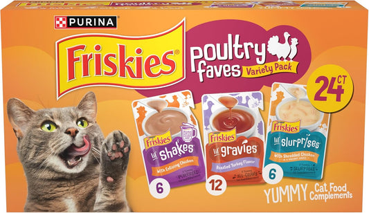 Friskies Purina Poultry Faves Lickable Cat Food Topper Variety Pack - 24 ct. Box