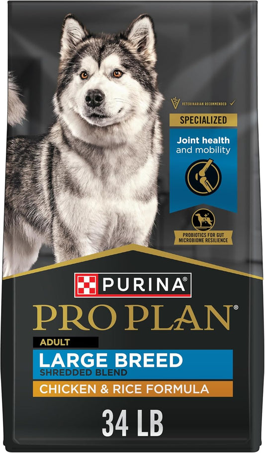 Purina Pro Plan Joint Health for Dogs, Large Breed Dog Food Dry, Shredded Blend Chicken & Rice Formula - 34 lb. Bag