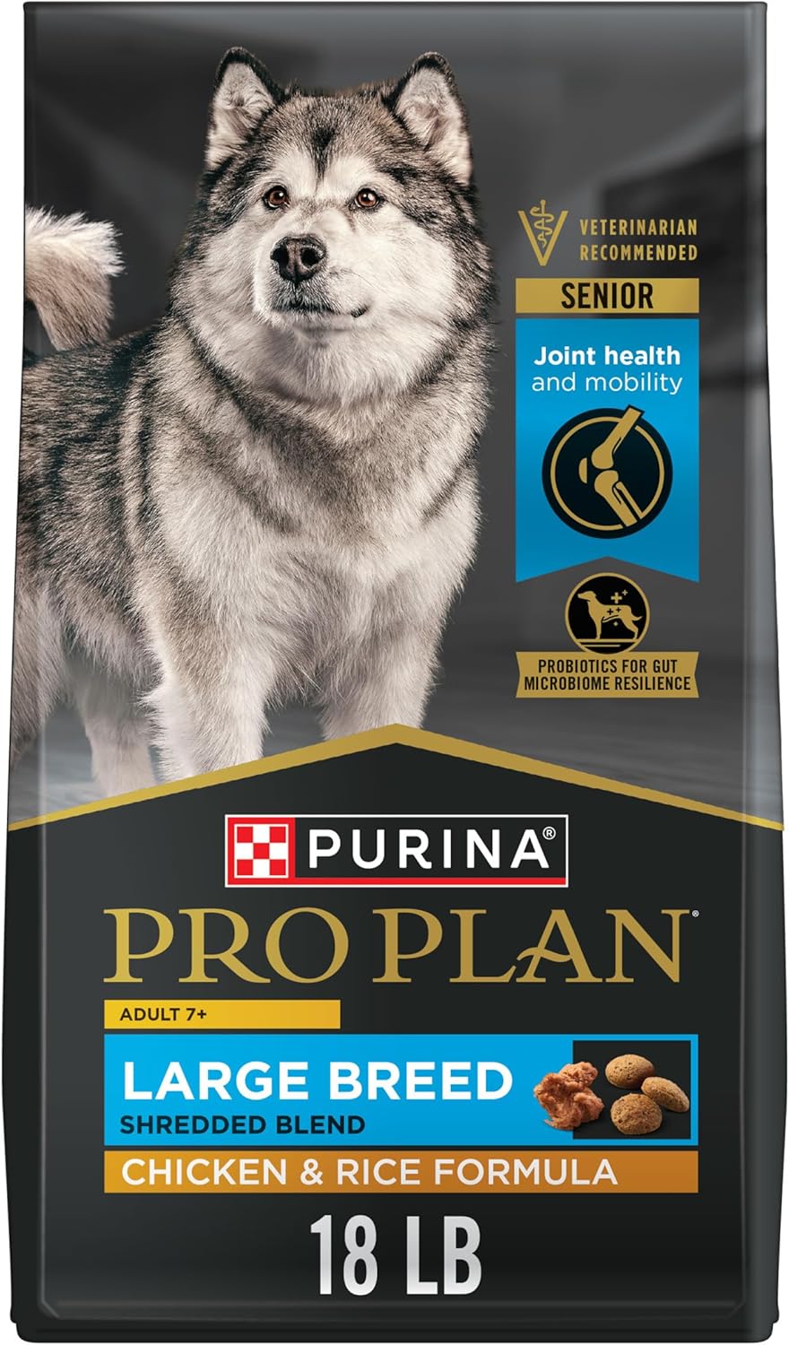 Purina Pro Plan Large Breed Adult 7 Plus Shredded Blend Chicken and Rice Formula Senior Dog Food - 18 lb. Bag